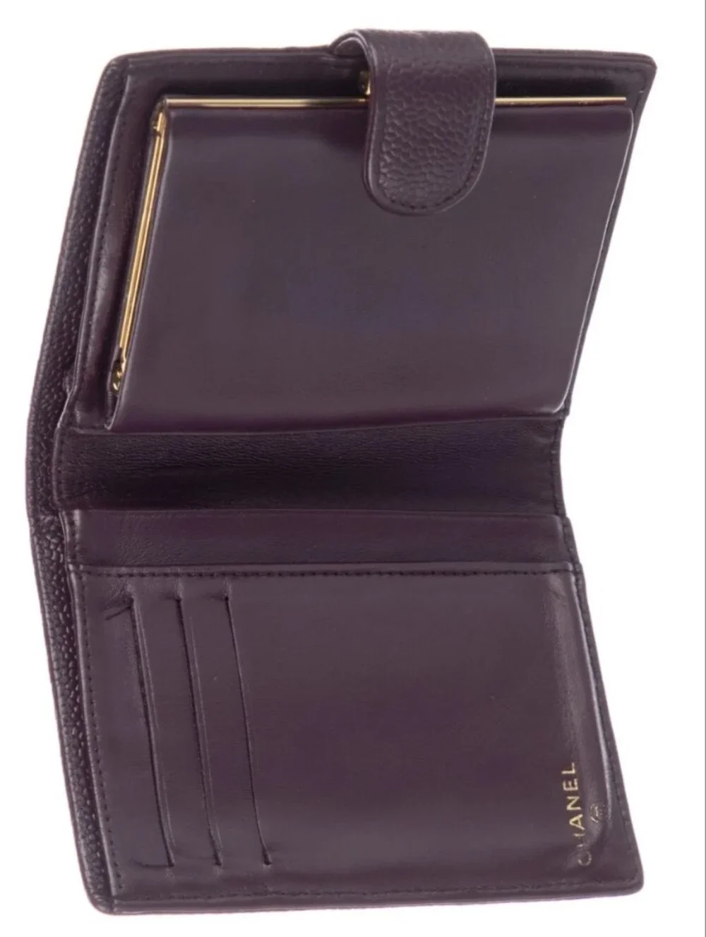 Chanel Caviar Leather Purple Compact Wallet